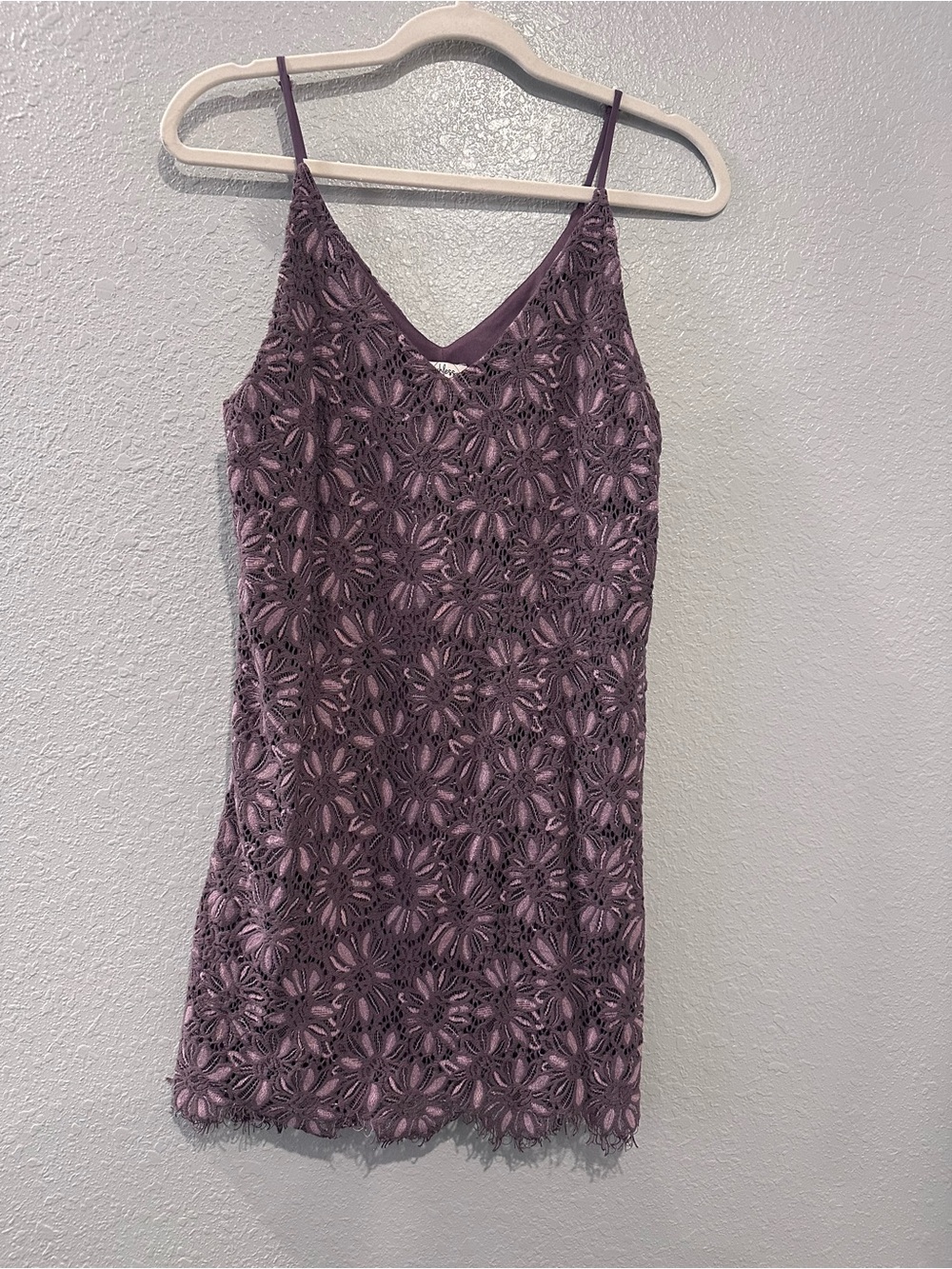 Speechless Mauve Crochet Lace Mini Slip Dress